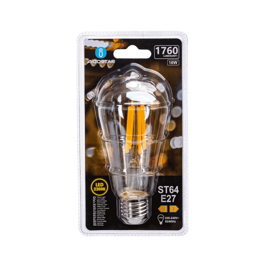LED sijalica VINTAGE ST64 E27/16W/230V 2200K - Aigostar