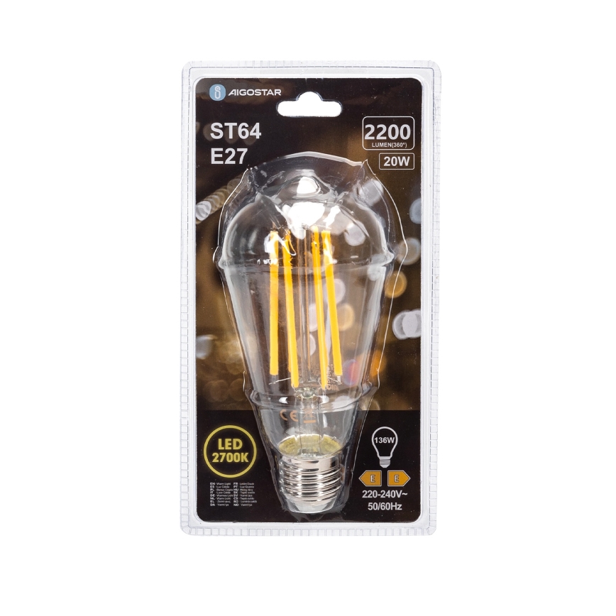 LED sijalica VINTAGE ST64 E27/20W/230V 2700K - Aigostar