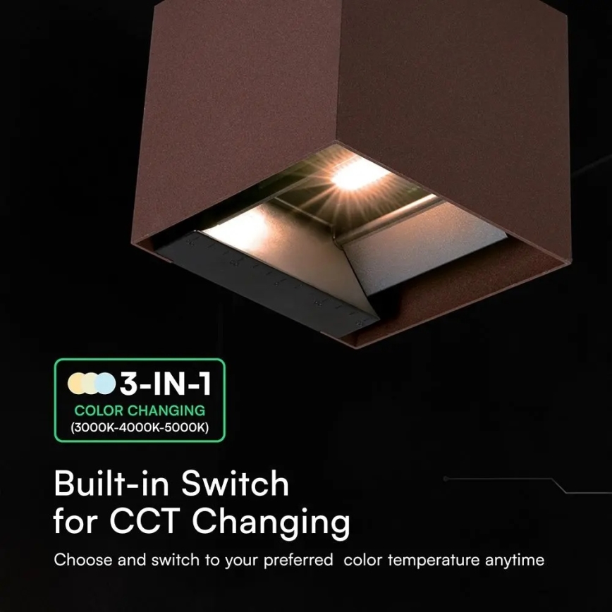 LED solarno zidno svetlo sa senzorom LED/9W/3,7V 3000/4000/5000K IP65 2600 mAh braon