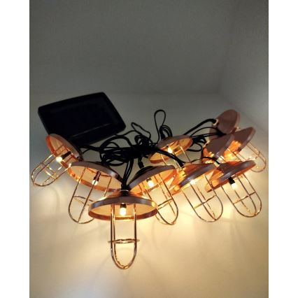 LED solarna girlanda 10xLED/1,2V 300 mAh 3,8 m IP44 u boji bakra