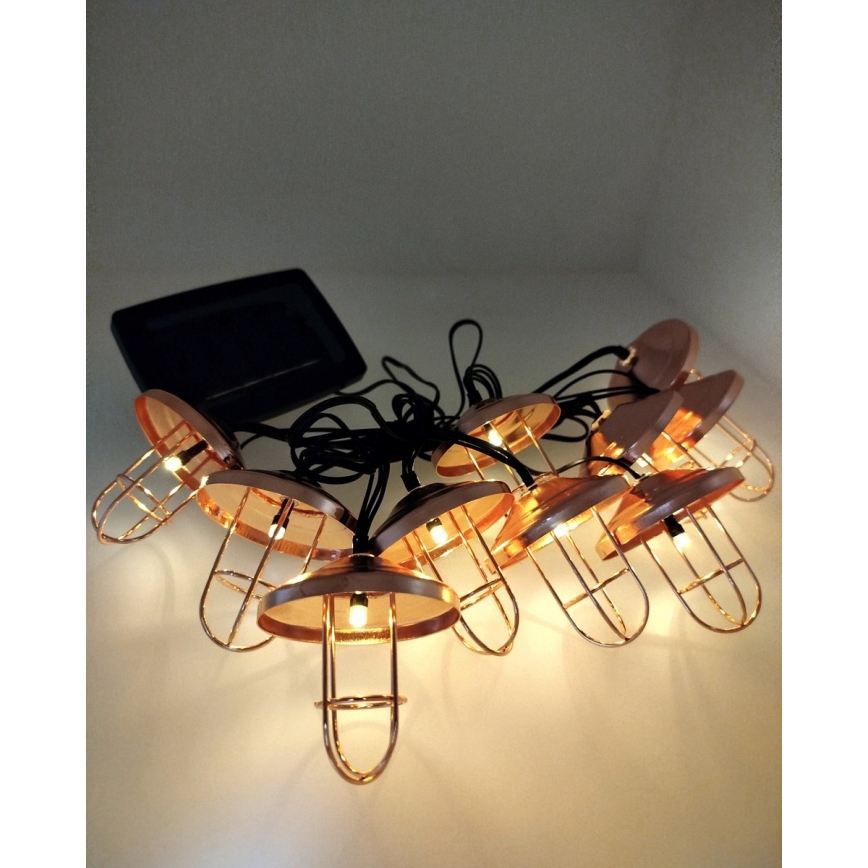 LED solarna girlanda 10xLED/1,2V 300 mAh 3,8 m IP44 u boji bakra