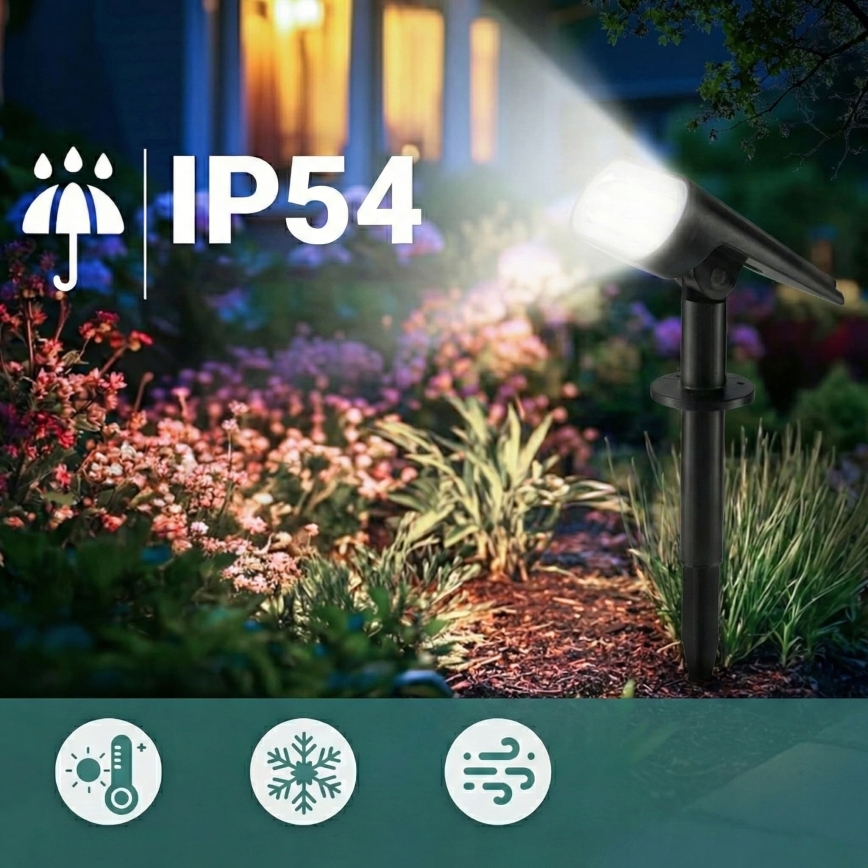 LED solarna lampa 2u1 LED/3,7V 1200 mAh IP54 crna