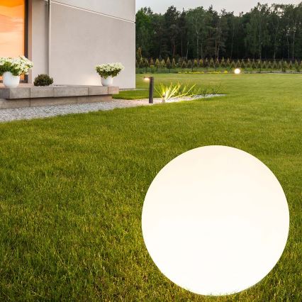 LED solarna lampa BALL, 3,7 V, 2000 mAh, prečnik 50 cm, IP65, bela
