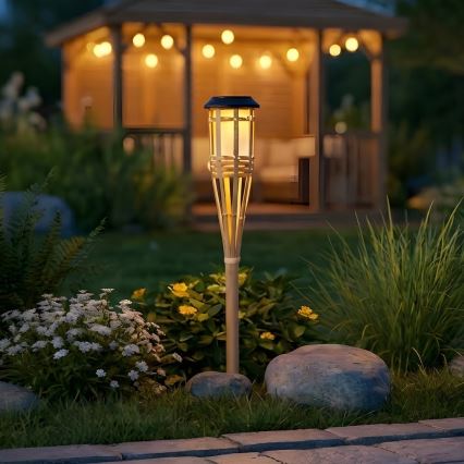 LED solarna lampa BAMBOO LED/1,2V 150 mAh 1800K 56 cm IP44 bež