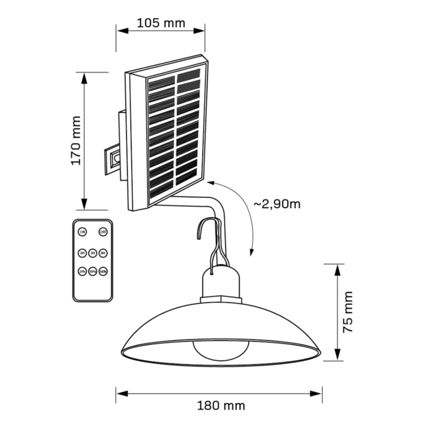 LED solarna svetiljka CELINA LED/1,8W/3,7V 2400 mAh IP44 + daljinski upravljač