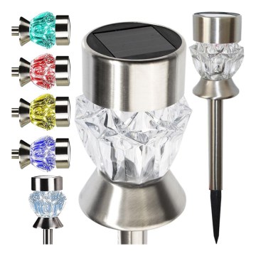 LED Solarna lampa CRYSTAL 2xLED-RGB/0,02W/1xAAA matni hrom IP44