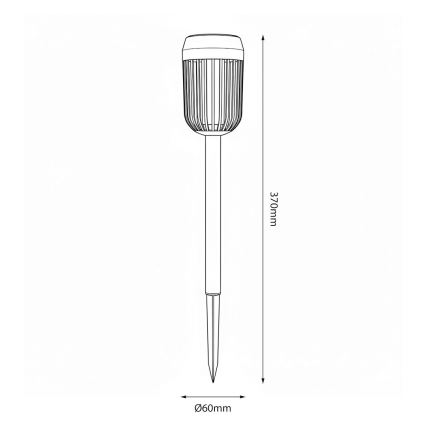 LED solarna lampa FLAME LED/1,2V 100 mAh 1800K 37 cm IP44 crna