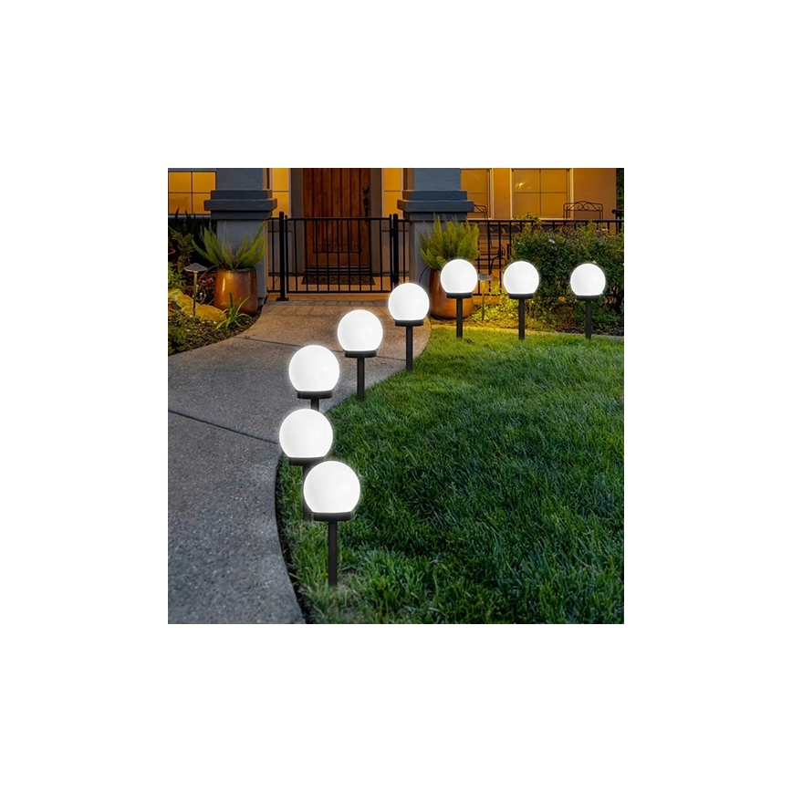 LED solarna lampa LED/1,2V 6500K 200 mAh prečnik 15 cm IP44 bela/crna