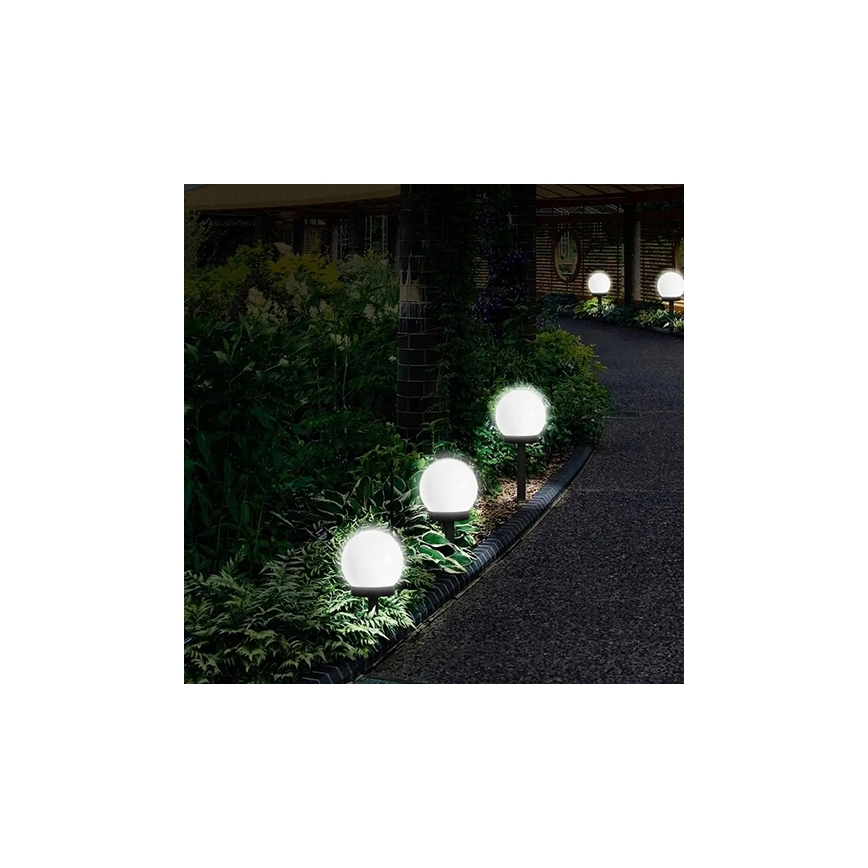 LED solarna lampa LED/1,2V 6500K 200 mAh prečnik 15 cm IP44 bela/crna