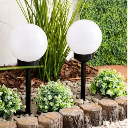 LED solarna lampa LED/1,2V 6500K 200 mAh prečnik 15 cm IP44 bela/crna