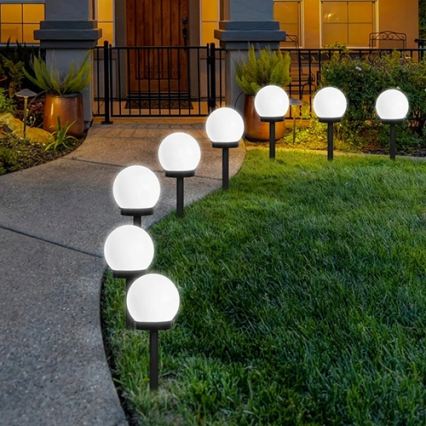 LED solarna lampa LED/1,2V 6500K 200 mAh prečnik 20 cm IP44 bela/crna