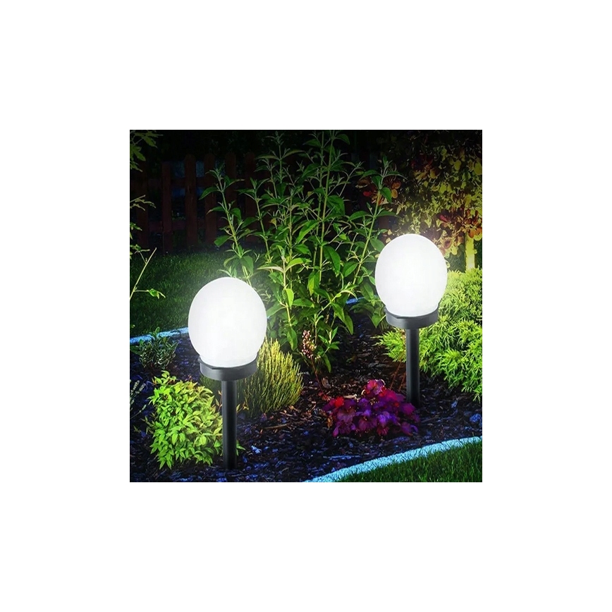 LED solarna lampa LED/1,2V 6500K 200 mAh prečnik 20 cm IP44 bela/crna