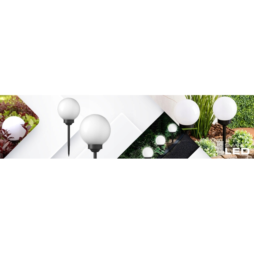 LED solarna lampa LED/1,2V 6500K 200 mAh prečnik 20 cm IP44 bela/crna