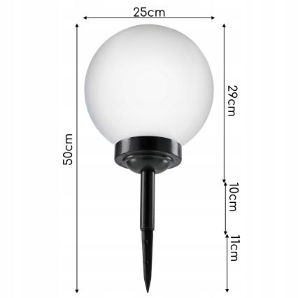 LED solarna lampa LED/1,2V 6500K 200 mAh prečnika 25 cm IP44 bela/crna