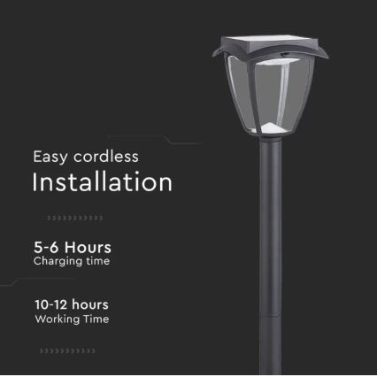 LED solarna lampa LED/2W/230V 93 cm 3000/6000K IP65 2200 mAh