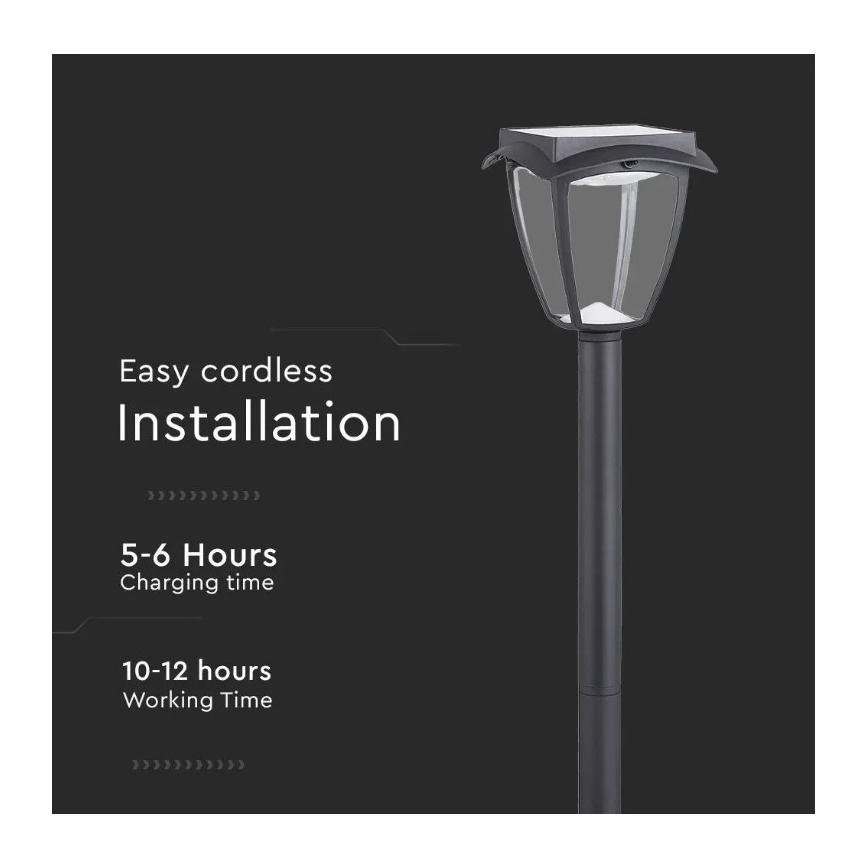 LED solarna lampa LED/2W/230V 93 cm 3000/6000K IP65 2200 mAh