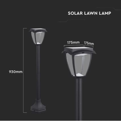 LED solarna lampa LED/2W/230V 93 cm 3000/6000K IP65 2200 mAh