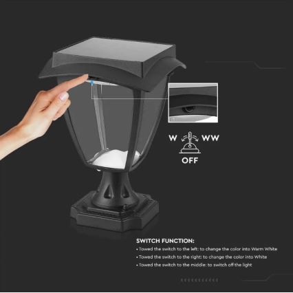 LED solarna lampa LED/2W/3,7V 3000/6000K IP65 2200 mAh
