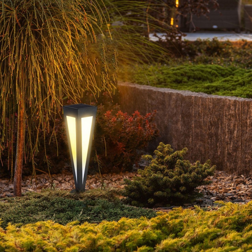 LED solarna lampa LED/2W/3,7V IP65 3000K 2600 mAh crna + daljinski upravljač
