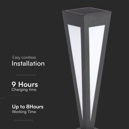 LED solarna lampa LED/2W/3,7V IP65 3000K 2600 mAh crna + daljinski upravljač