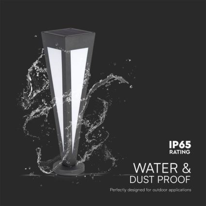 LED solarna lampa LED/2W/3,7V IP65 3000K 2600 mAh crna + daljinski upravljač