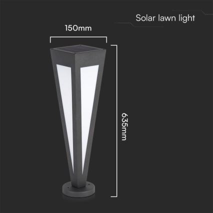 LED solarna lampa LED/2W/3,7V IP65 3000K 2600 mAh crna + daljinski upravljač