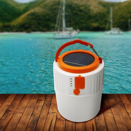LED prigušiva punjiva solarna svetiljka sa funkcijom powerbanke K1 LED/3W/3,7V 7000K IPX4 3200 mAh bela
