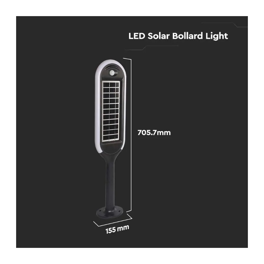 LED solarna lampa sa senzorom BOLLARD LED/5W/5,5V 70 cm 3000K IP65 2000 mAh