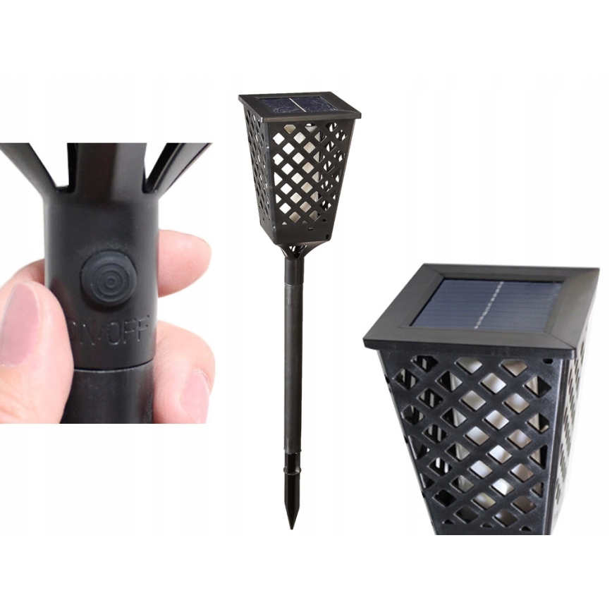 LED solarna lampa sa senzorom LED/0,6W/5,5V IP65 2000 mAh 107 cm crna