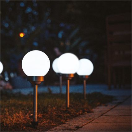 LED solarna lampa SPHERE LED/1,2V 4000K IP44 200 mAh prečnika 20 cm