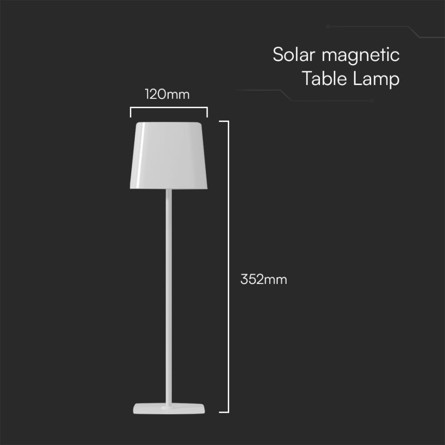 LED solarna prigušiva magnetna dodirna punjiva stona lampa LED/5W/5V 3000-6000K 3600 mAh IP65 bela
