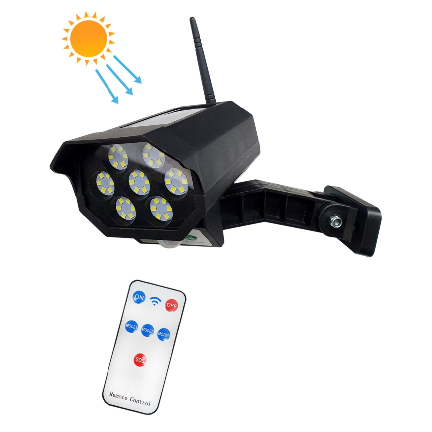 LED solarna maketa bezbednosne kamere sa senzorom LED/3,7V 1200 mAh IP44 crna + daljinski upravljač
