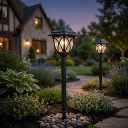 LED solarna svetiljka LAWN LED/1,2V 100 mAh 3000K 44 cm IP44 crna