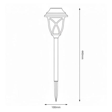 LED solarna svetiljka LAWN LED/1,2V 100 mAh 3000K 44 cm IP44 crna