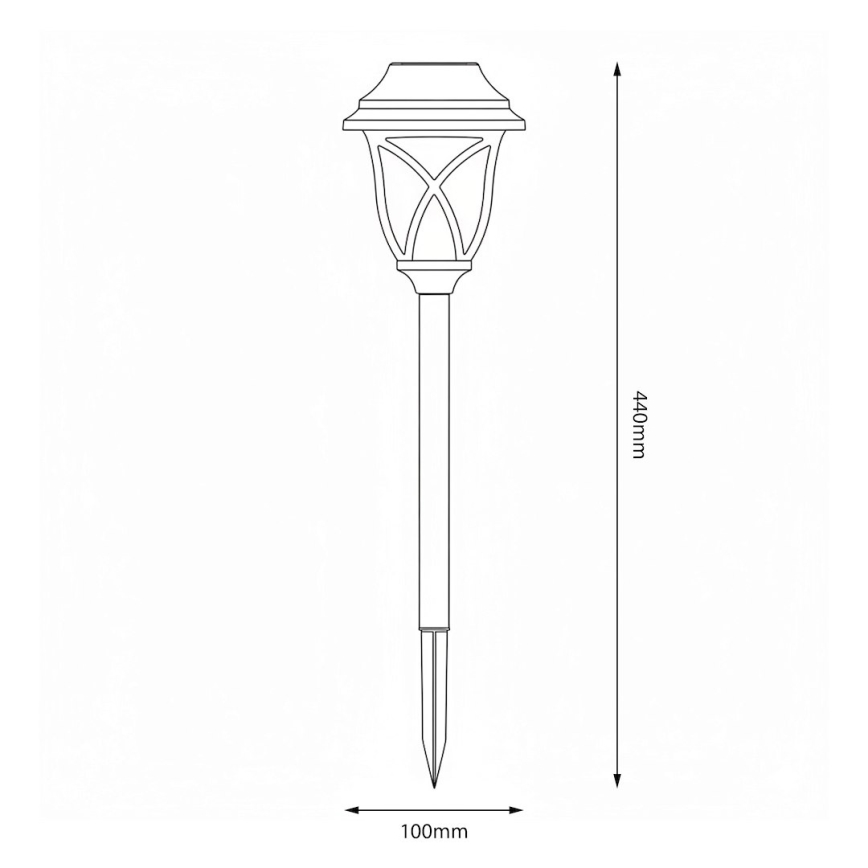 LED solarna svetiljka LAWN LED/1,2V 100 mAh 3000K 44 cm IP44 crna