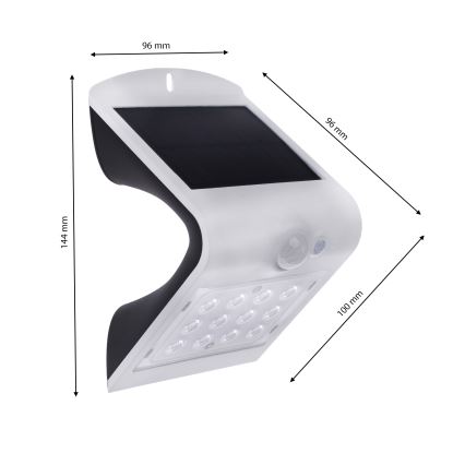 LED solarno svetlo sa senzorom pokreta i sumraka LED/1,5W/1200 mAh 3,7V IP65