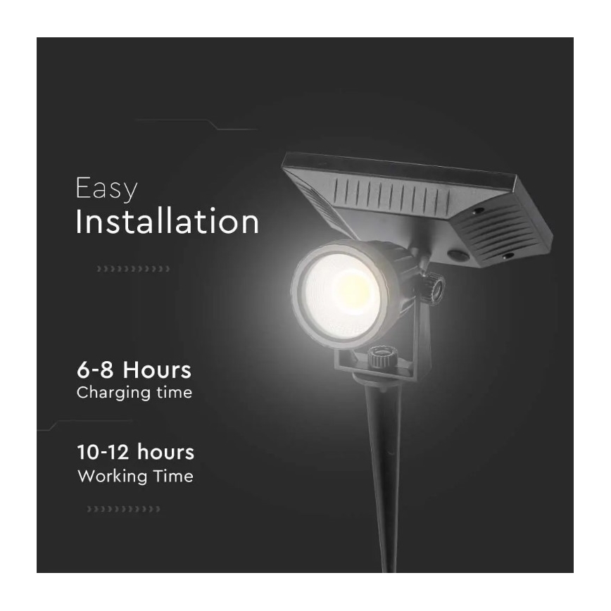 LED solarna svetiljka SPIKE LED/2W/5,5V IP65 3000K 1200 mAh