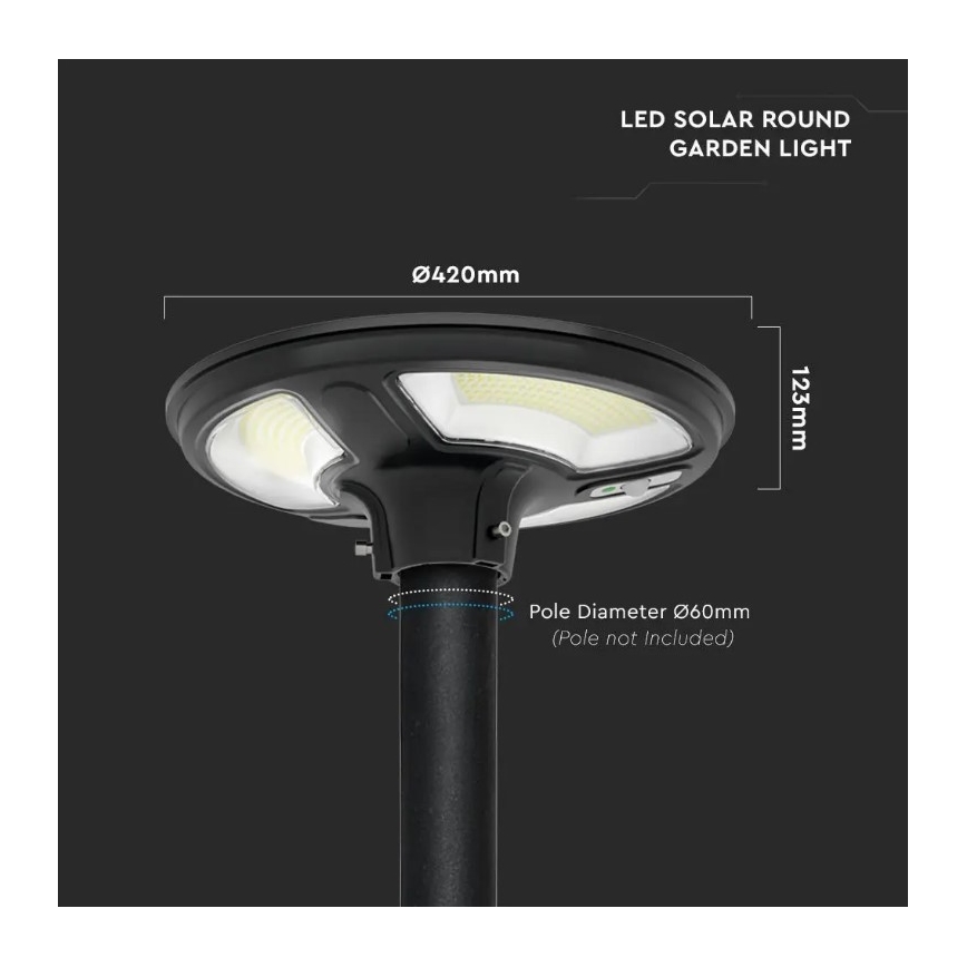 LED solarna ulična lampa sa senzorom LED/10W/3,2V 6500K IP65 25000 mAh + daljinski upravljač
