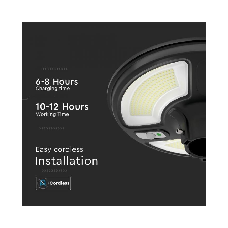 LED solarna ulična lampa sa senzorom, LED/10W/3,2V, IP65, 4000K, 15000 mAh + daljinski upravljač
