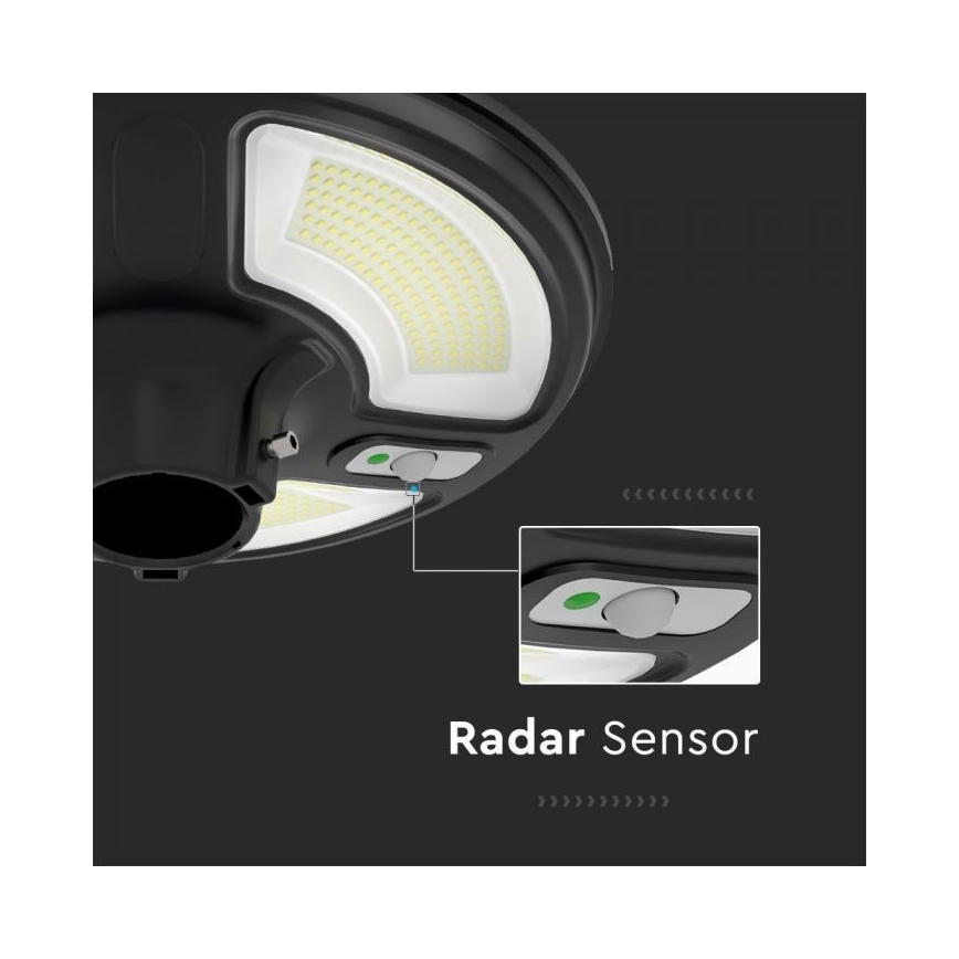 LED solarna ulična lampa sa senzorom, LED/10W/3,2V, IP65, 4000K, 15000 mAh + daljinski upravljač