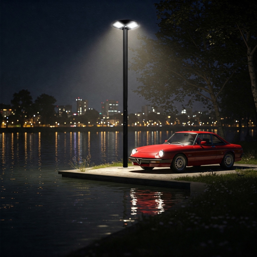 LED prigušiva solarna ulična lampa sa senzorom LED/15W/6V 11000 mAh 6500K IP65 crna + daljinski upravljač