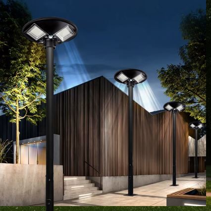 LED prigušiva solarna ulična lampa sa senzorom LED/15W/6V 11000 mAh 6500K IP65 crna + daljinski upravljač