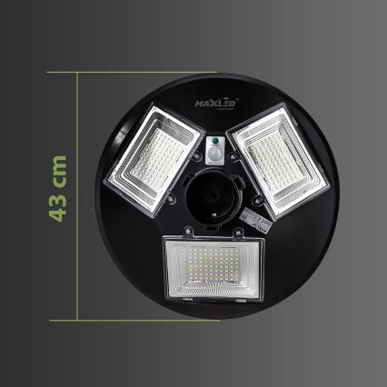LED prigušiva solarna ulična lampa sa senzorom LED/15W/6V 11000 mAh 6500K IP65 crna + daljinski upravljač