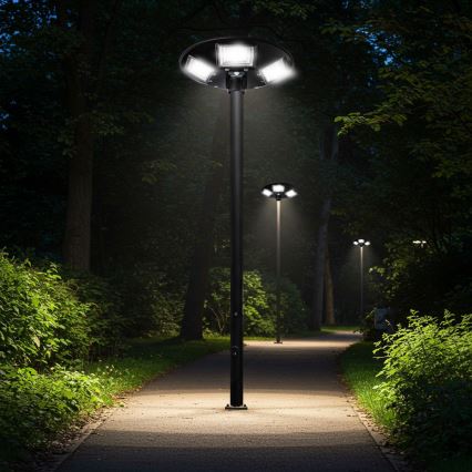 LED prigušiva solarna ulična lampa sa senzorom LED/22W/6V 18000 mAh 6500K IP65 crna + daljinski upravljač