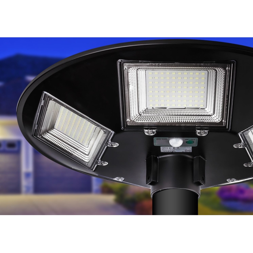 LED prigušiva solarna ulična lampa sa senzorom LED/22W/6V 18000 mAh 6500K IP65 crna + daljinski upravljač