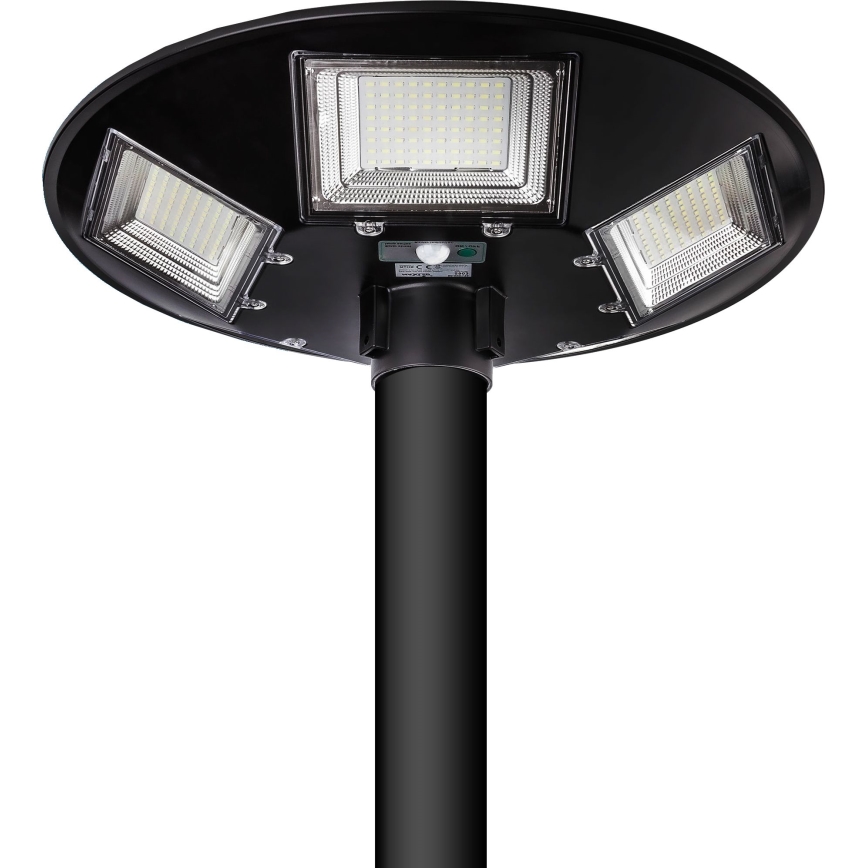 LED prigušiva solarna ulična lampa sa senzorom LED/22W/6V 18000 mAh 6500K IP65 crna + daljinski upravljač