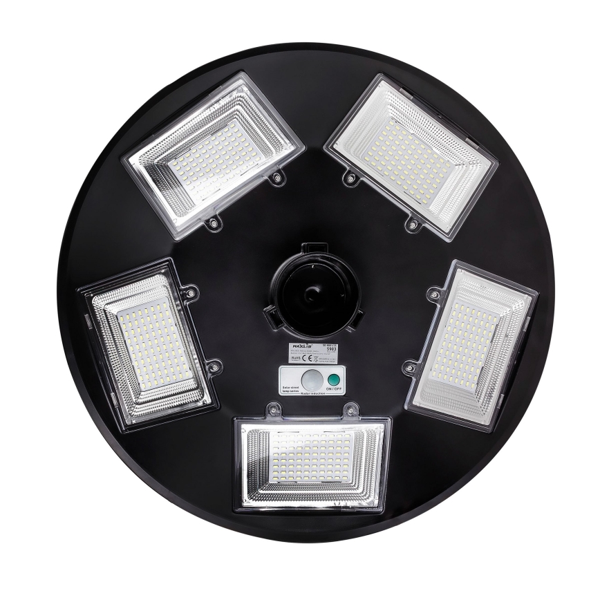 LED prigušiva solarna ulična lampa sa senzorom LED/22W/6V 18000 mAh 6500K IP65 crna + daljinski upravljač