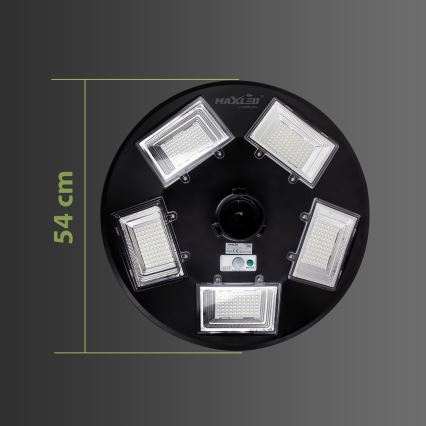 LED prigušiva solarna ulična lampa sa senzorom LED/22W/6V 18000 mAh 6500K IP65 crna + daljinski upravljač