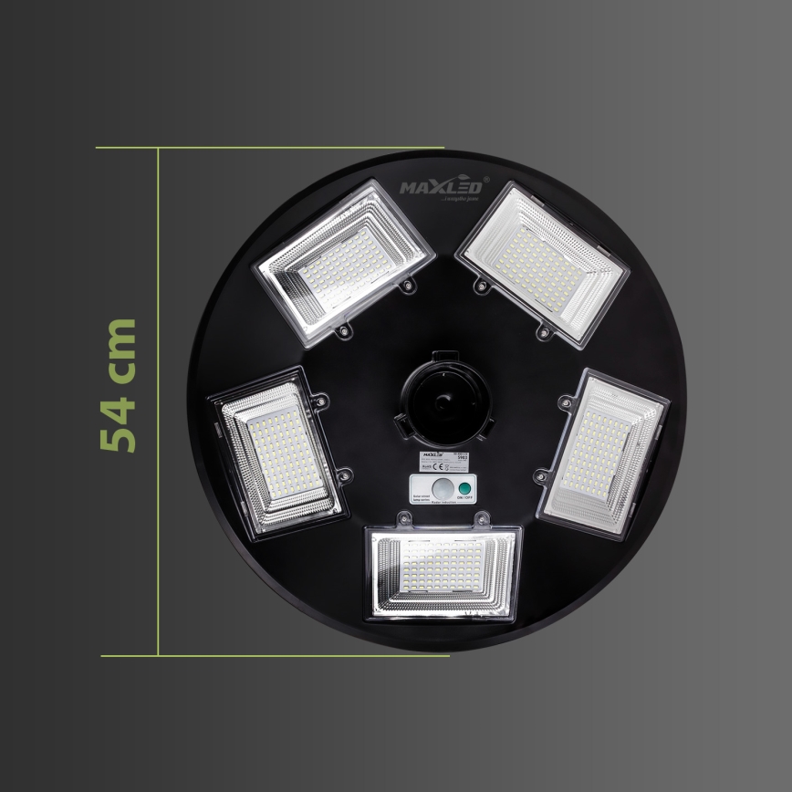 LED prigušiva solarna ulična lampa sa senzorom LED/22W/6V 18000 mAh 6500K IP65 crna + daljinski upravljač