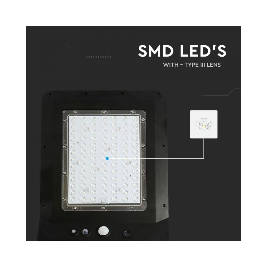 LED solarna ulična lampa sa senzorom LED/40W/9,6V IP65 6000K 12000 mAh + daljinski upravljač